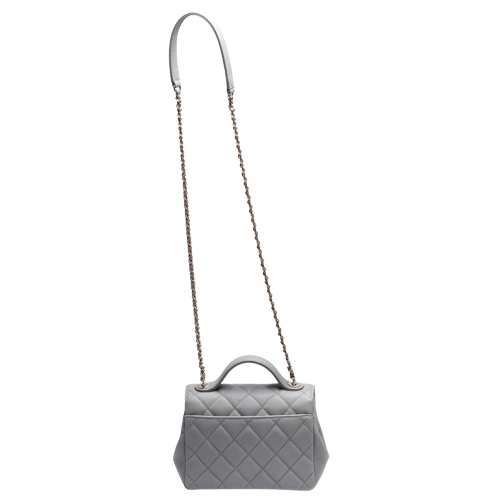 CHANEL Affinity Flap菱格粒紋牛皮金鍊手提/斜背包(小-灰)