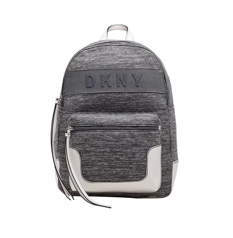 DKNY LOGO印字拼接後背包 灰
