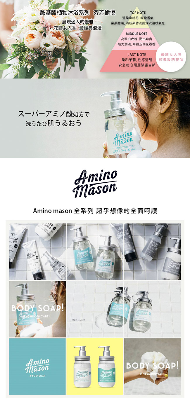 Amino Mason 胺基酸植物保濕沐浴乳補充包400ML