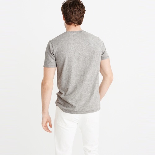 麋鹿 AF A&F 經典刺繡文字徽章短袖T恤-灰色
