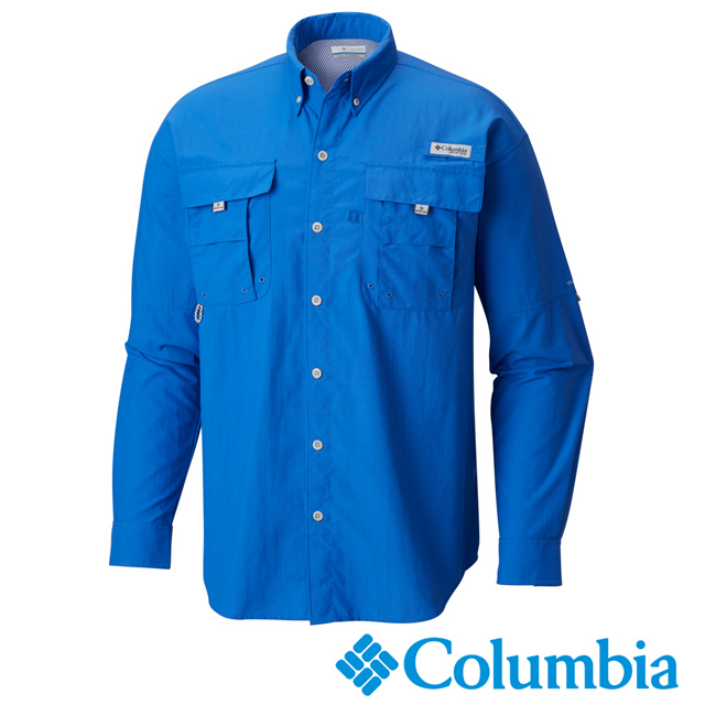 Columbia哥倫比亞 男款-防曬30快乾長袖襯衫-藍色 UFM70480BL