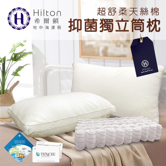 Hilton 希爾頓 地中海渡假村/超舒柔天絲獨立筒枕 1入