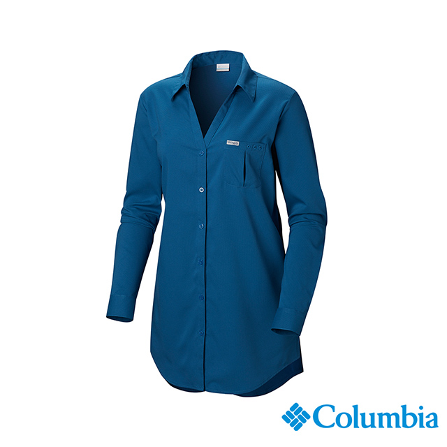 Columbia 哥倫比亞 女款-UPF40防曬長袖襯衫-深藍 UFL00660NY
