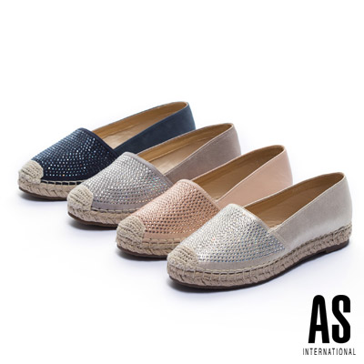 休閒鞋 AS 晶鑽羊皮草編厚底休閒鞋－粉