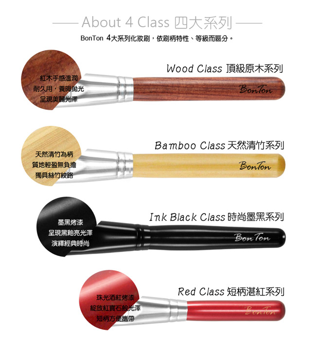 BonTon 墨黑系列 圓形腮紅刷 LBLK03 特級尖鋒羊毛