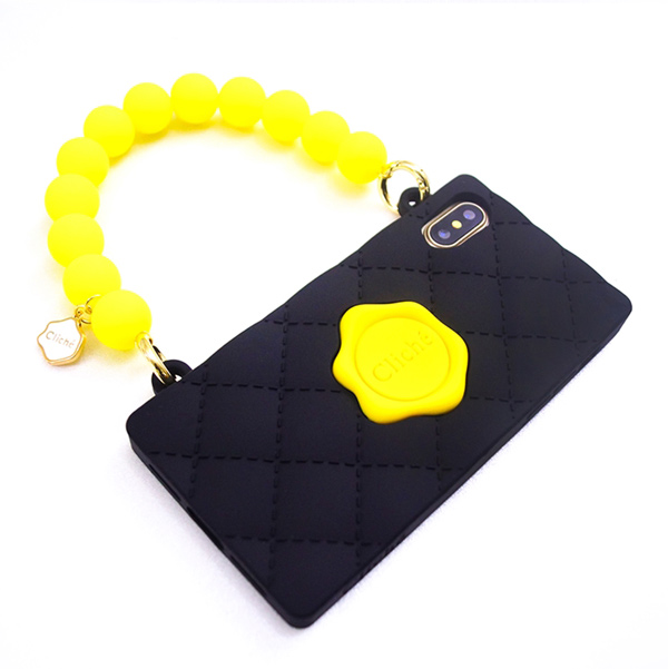 Candies 經典珠鍊晚宴包(黑黃)-IPhone X/XS 5.8吋適用