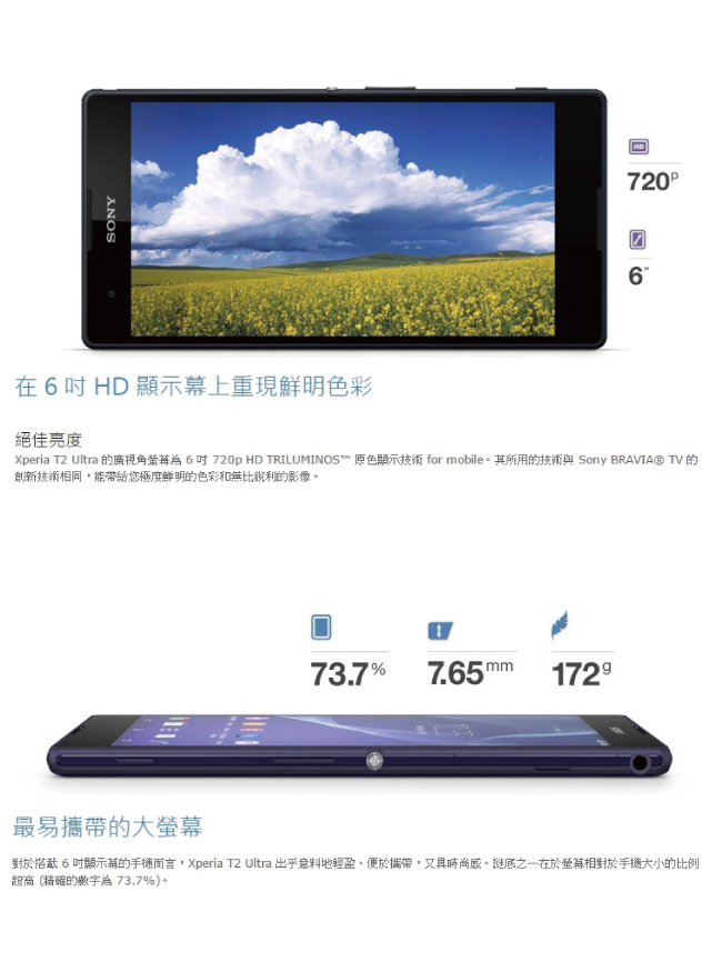 【福利品】Sony Xperia T2 Ultra 6吋智慧型手機