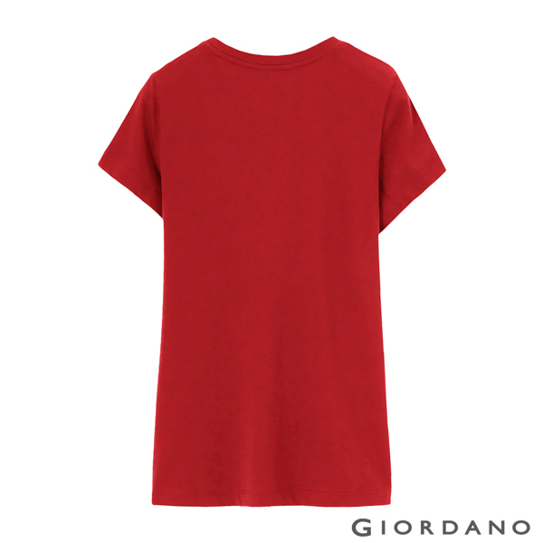 GIORDANO 女裝英文標語印花短袖T恤-68 高貴紅
