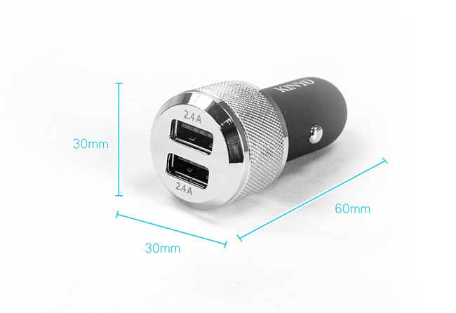 KINYO 金屬雙孔USB車用充電器CU55