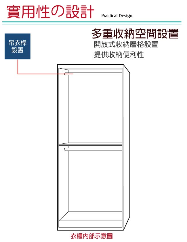 綠活居 克芙利時尚2.5尺實木雙吊衣櫃/收納櫃-76x57x203cm免組
