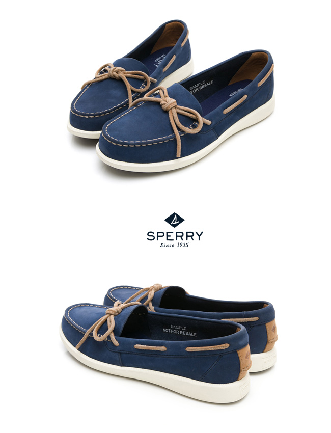 SPERRY 頂級牛皮經典手工縫製帆船鞋(女)-海軍藍