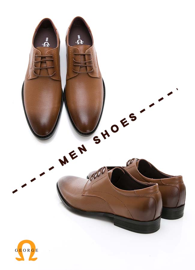 【GEORGE 喬治皮鞋】時尚職人系列 經典漸層小圓楦綁帶紳士鞋皮鞋-棕