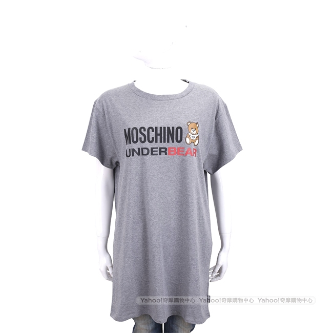 MOSCHINO Underbear 字母泰迪熊寶寶灰色棉質長版短袖T恤