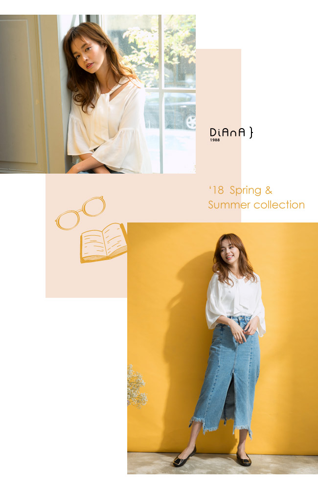 DIANA 氣質優雅--簡約方釦真皮平底娃娃鞋-黑