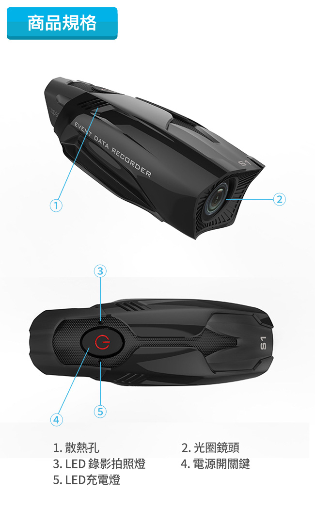 CAPER S1 1080P 大光圈機車行車紀錄器-急速配