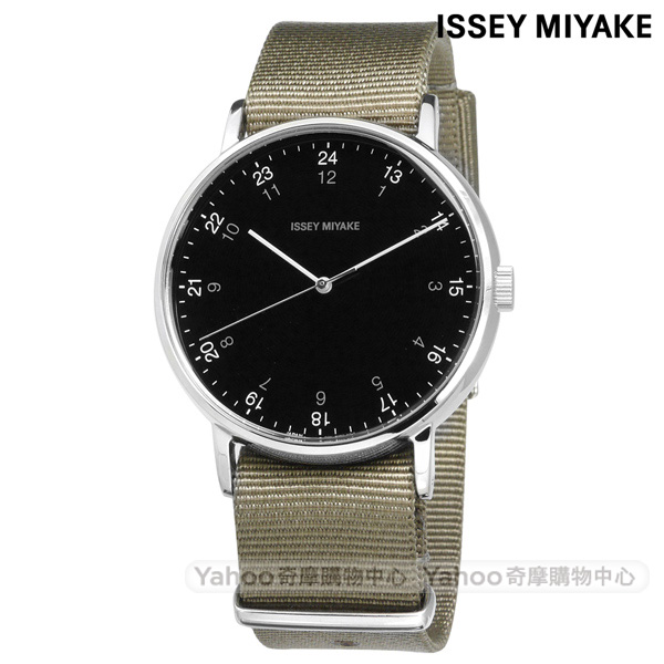 ISSEY MIYAKE 三宅一生 F系列 數字時標日本製造尼龍手錶-黑x灰綠/39mm