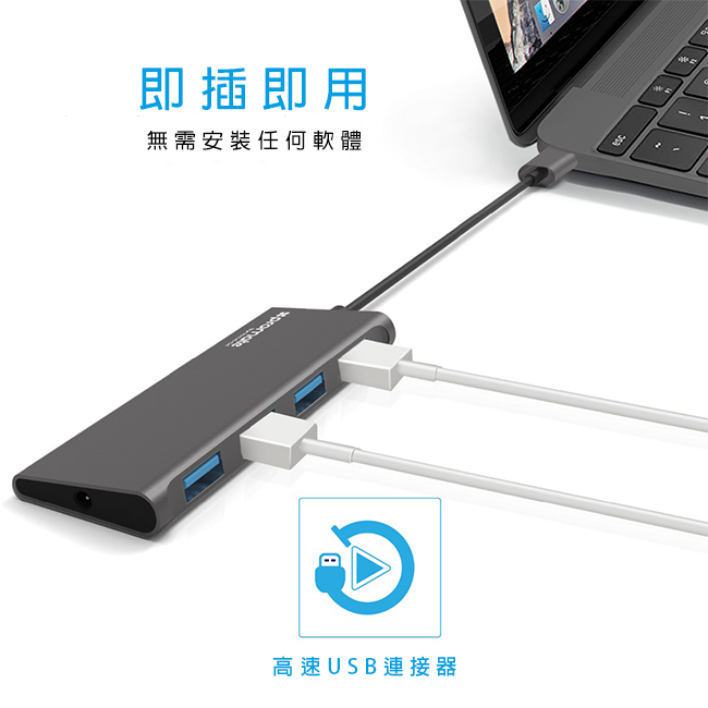 Promate USB Type C to USB 3.0 集線器(SYNCHUB-C4)