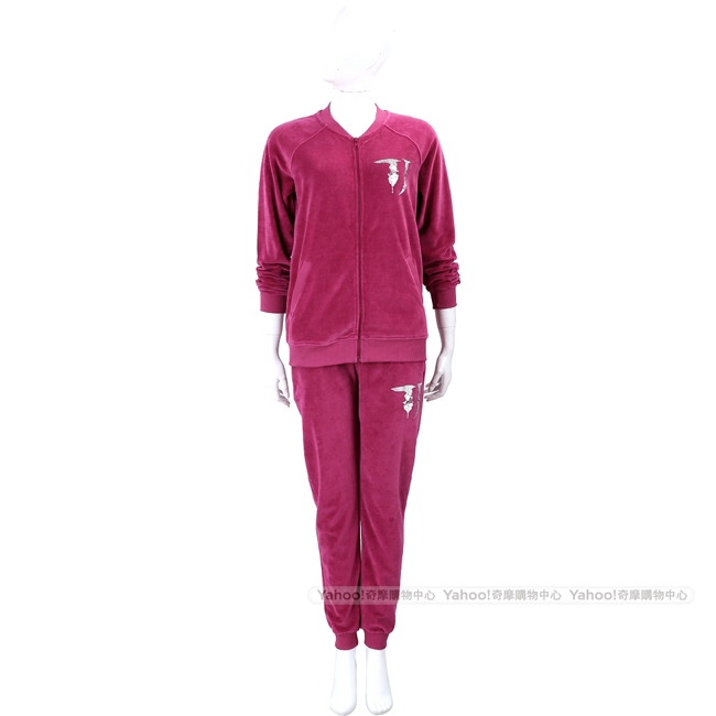 TRUSSARDI TJ 亮片桃紫色法蘭絨休閒套裝