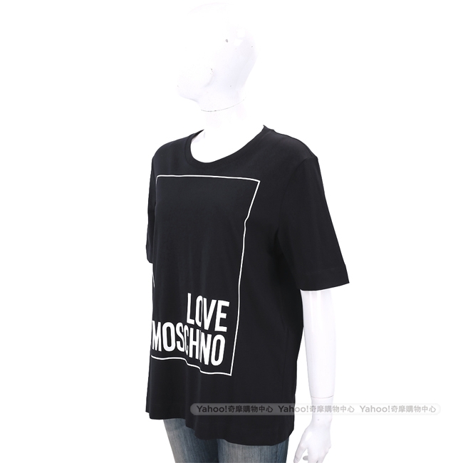 LOVE MOSCHINO 方框字母黑色寬版棉質T恤