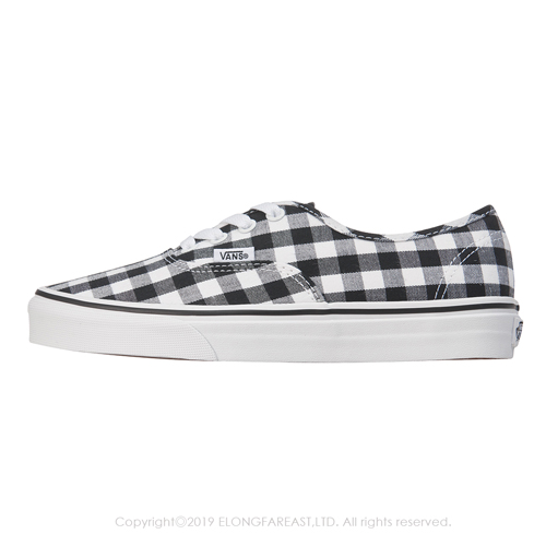 (女)VANS Authentic 格紋綁帶休閒鞋*黑白