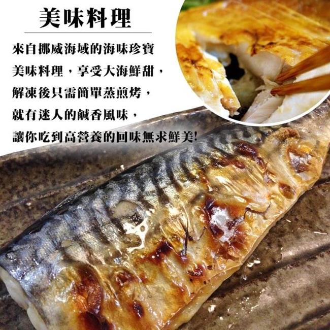 加贈保冷袋【海陸管家】特選挪威薄鹽生鯖魚(每箱約4kg/21-22片) x1箱