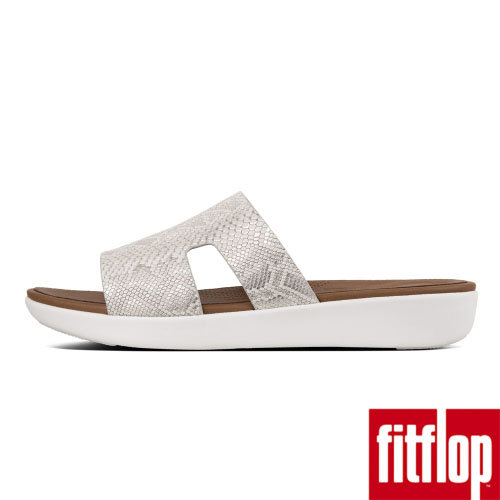 FitFlop H-BAR蛇紋厚底涼鞋白色