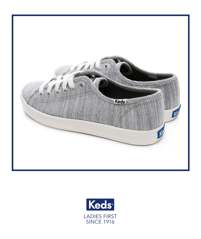 Keds KICKSTART 質感斜紋綁帶休閒鞋-白