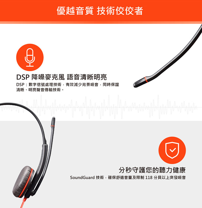 繽特力 Plantronics Blackwire C3225 雙耳頭戴式UC耳機