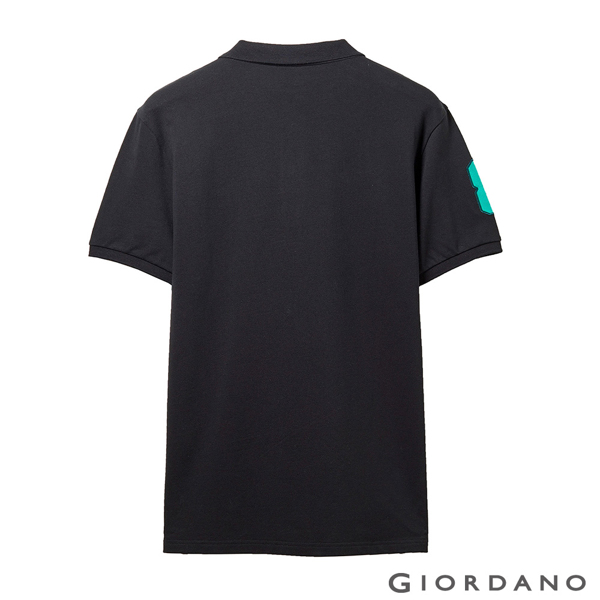 GIORDANO 男裝經典拿破崙撞色刺繡彈力萊卡POLO衫-09 標誌黑