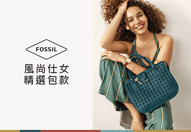 FOSSIL LOGAN 真皮系列多層拉鍊零錢袋長夾-奶油駝色