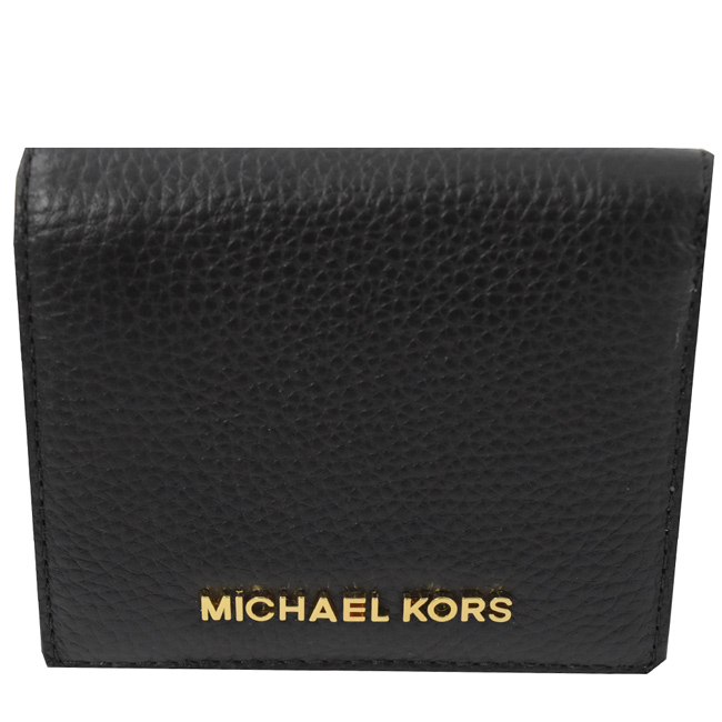 MICHAEL KORS Jet Set 牛皮對開零錢短夾(黑)