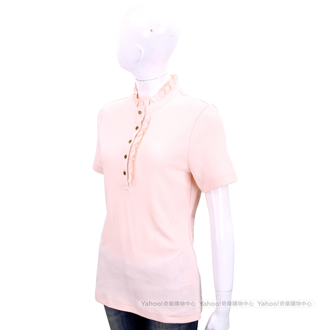 TORY BURCH Deneuve Polo 木耳邊飾短袖休閒衫(芭蕾粉)