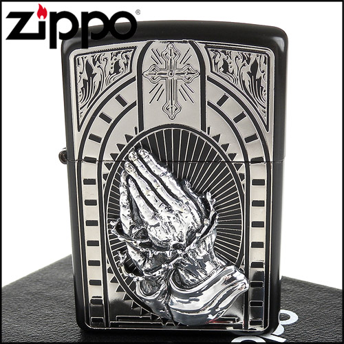 ZIPPO 日系~祈禱之手-蝕刻圖案立體貼飾加工打火機