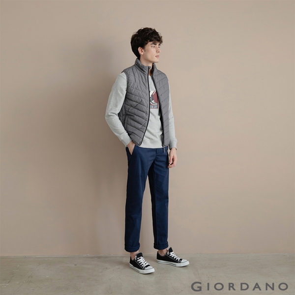 GIORDANO 男裝基本款錐形彈力卡其長褲 - 02 海軍寶藍