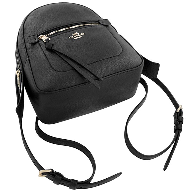 COACH 黑色荔枝紋皮革斜背/後背兩用包