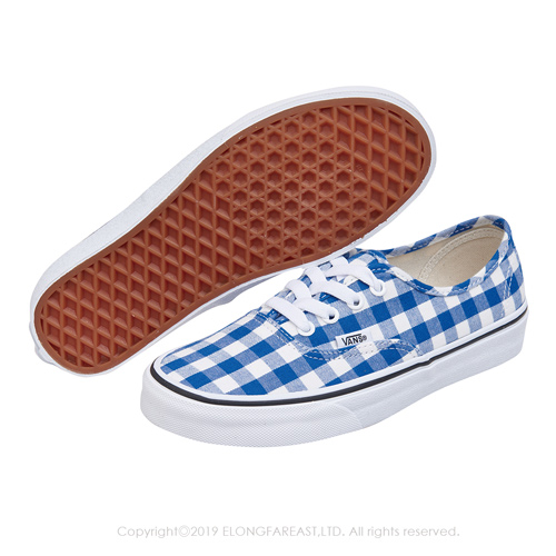 (女)VANS Authentic 格紋綁帶休閒鞋*藍白