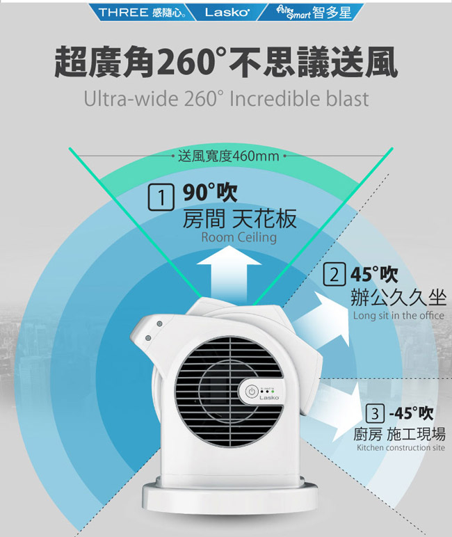 Lasko 美國 AirSmart智多星 小鋼砲渦輪噴射風扇-白 U11300