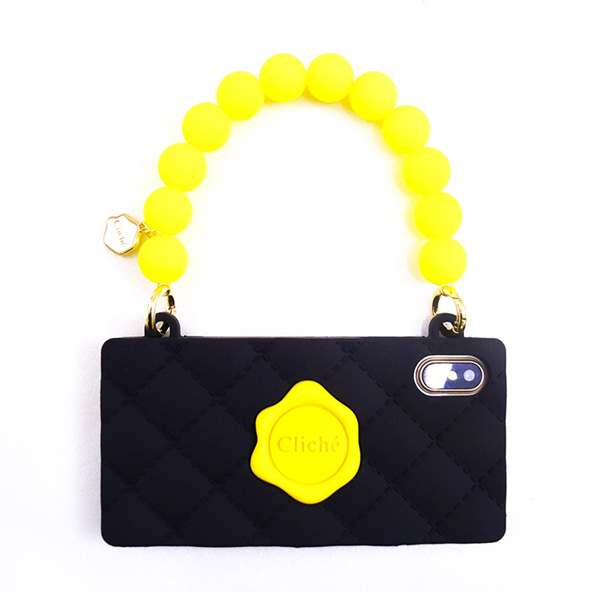 Candies 經典珠鍊晚宴包(黑黃)-IPhone X/XS 5.8吋適用