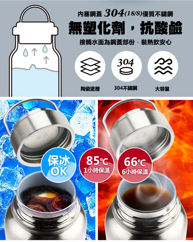康寧Snapware 陶瓷不鏽鋼超真空保溫運動瓶800ml-兩入組(三款可選)