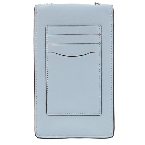 COACH 經典緹花茶香玫瑰旋扣拼接蛇紋鏈帶手機包(藍)