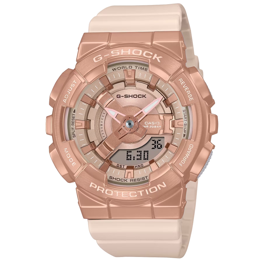 CASIO】G-SHOCK 閃耀粉紅金雙顯腕錶GM-S110PG-4A - Global Mall 環球Online