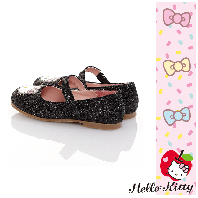 HelloKitty童鞋 傳統手工鞋氣質金蔥真皮娃娃包鞋-黑