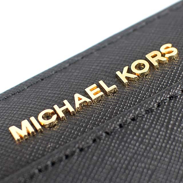 MICHAEL KORS Jet Set 金色MK字樣防刮皮革拉鍊長夾