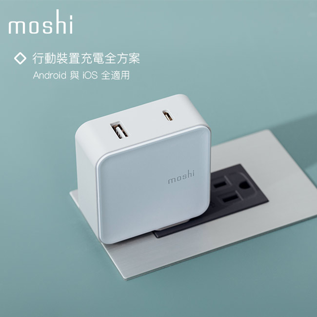 Moshi ProGeo 旅充系列 USB-C 及USB 雙端口充電器 (42W)