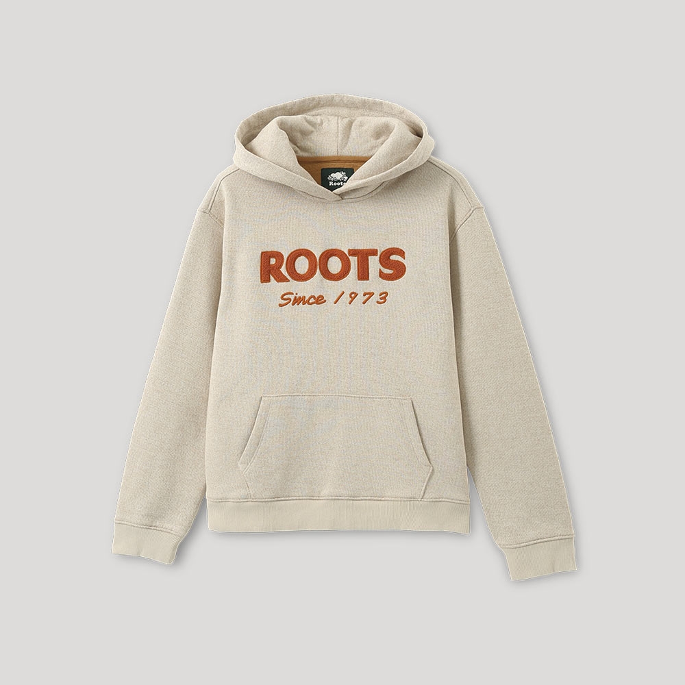 Roots 女裝- 荒野景緻系列文字LOGO連帽上衣-米色| 帽T