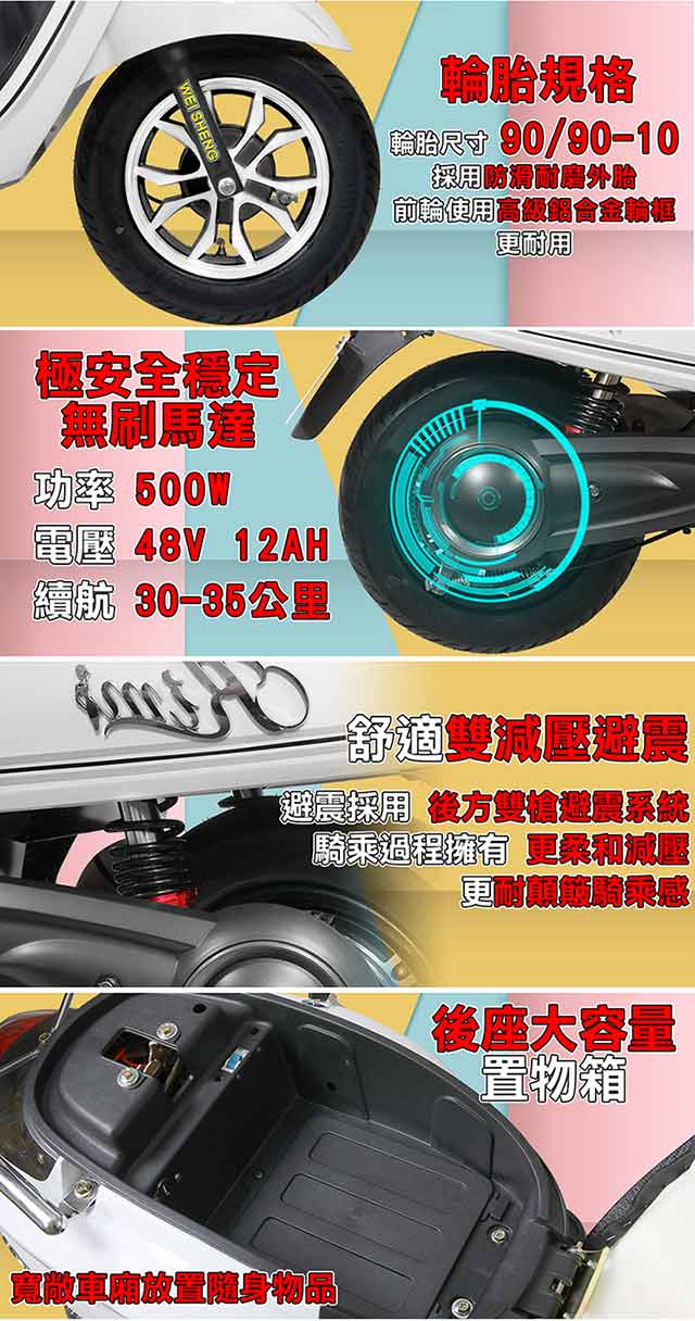 【e路通】EA-R58小偉士 48V鉛酸 500W LED大燈 液晶儀表 電動車