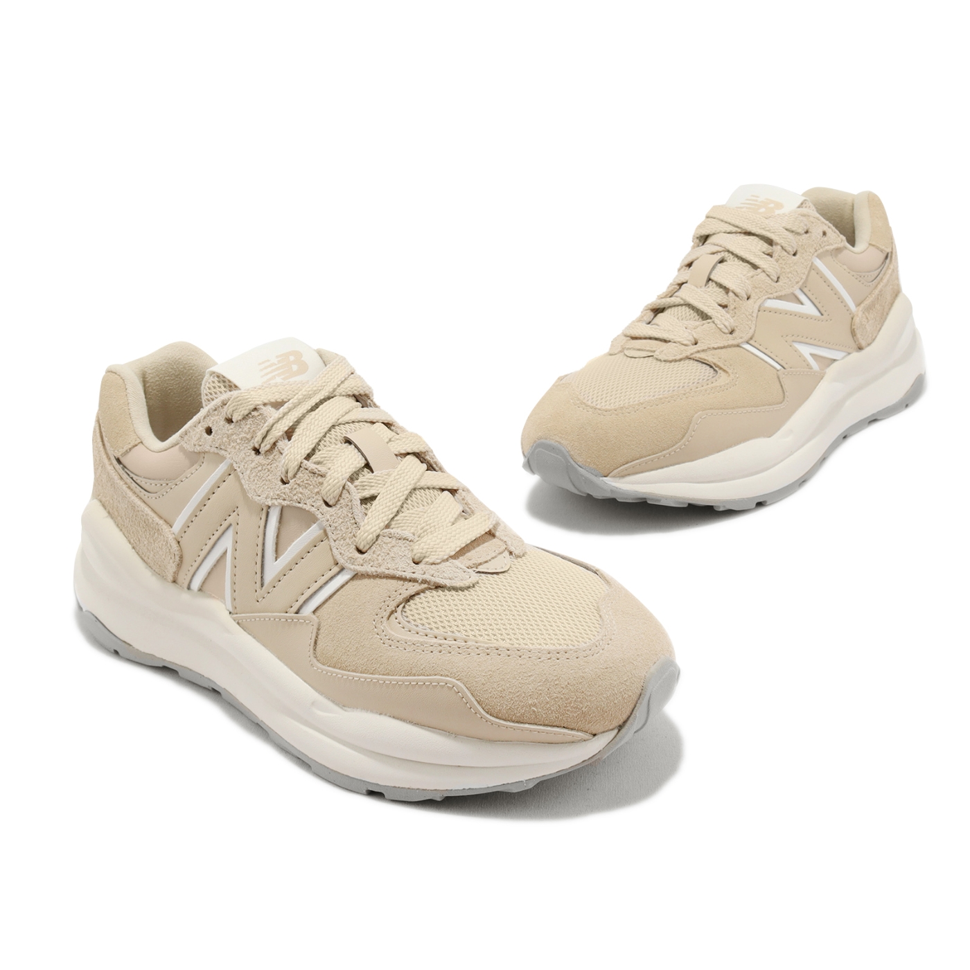 New balance 休閒鞋57/40 女鞋5740 奶茶拿鐵卡其麂皮復古厚底NB