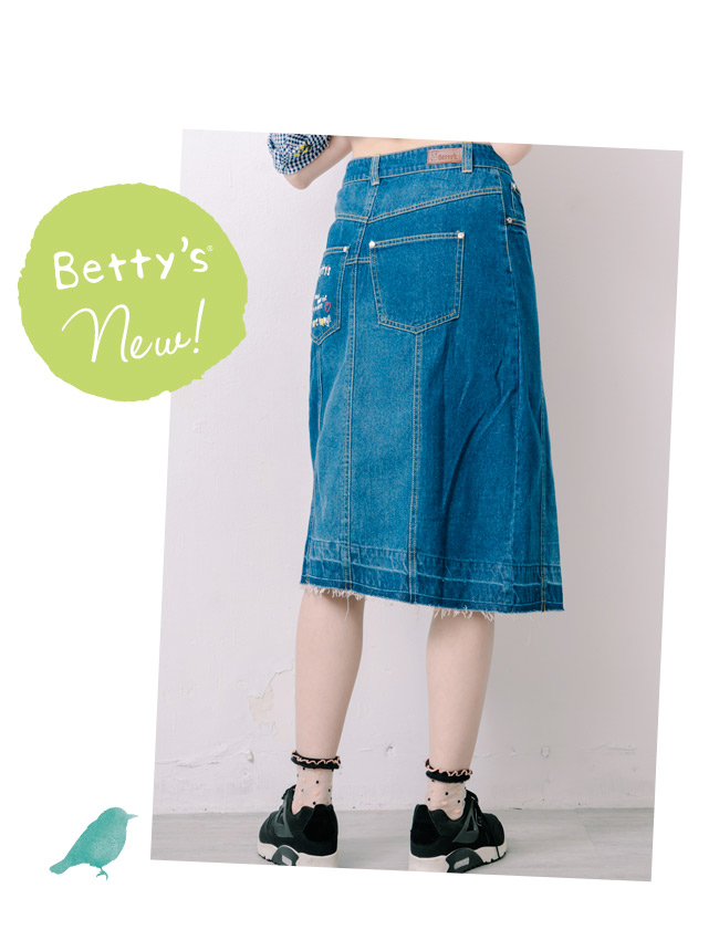betty’s貝蒂思　率性不規則剪裁七分裙(深藍)