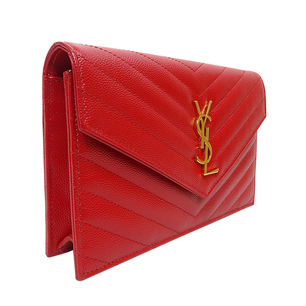 YSL MONOGRAM 小型牛皮金鏈包(紅色)