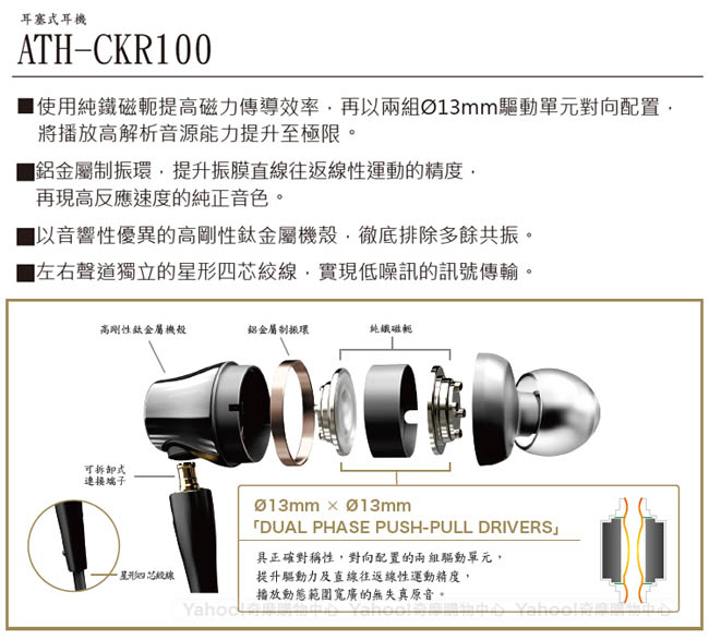 鐵三角 ATH-CKR100 高音質耳塞式耳機